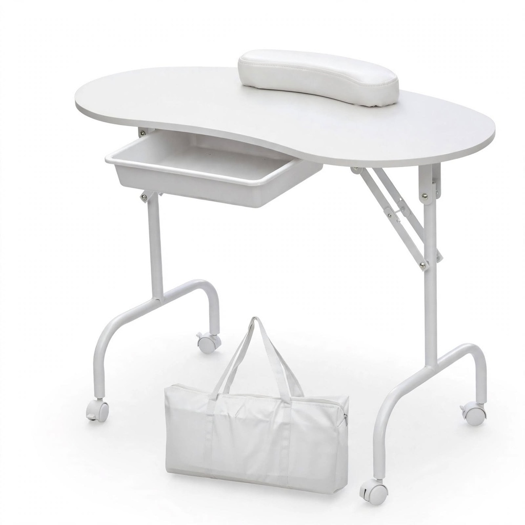 [MP-1/1WHITE] Behmont - IMP - Estetica - Mesa de manicura portatil plegable - 91.5 x 76 - Blanco