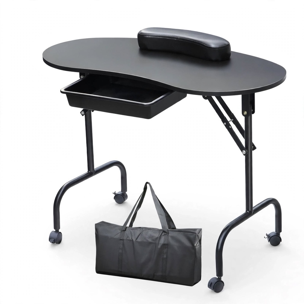 [MP-1/1BLACK] Behmont - IMP - Estetica - Mesa de manicura portatil plegable - 91.5 x 76 - Negro