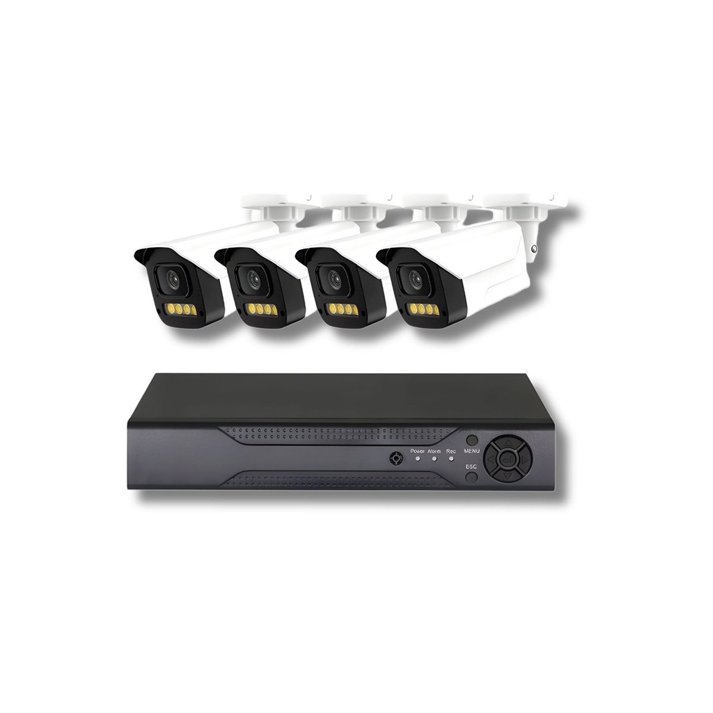 [HX-A05L4-BT2] Behmont - IMP - Hogar - Kit de Camaras x4 - Sin memoria - C/DVR, cable 15 m - Resolucion 5 MP con voz y nocturno a color