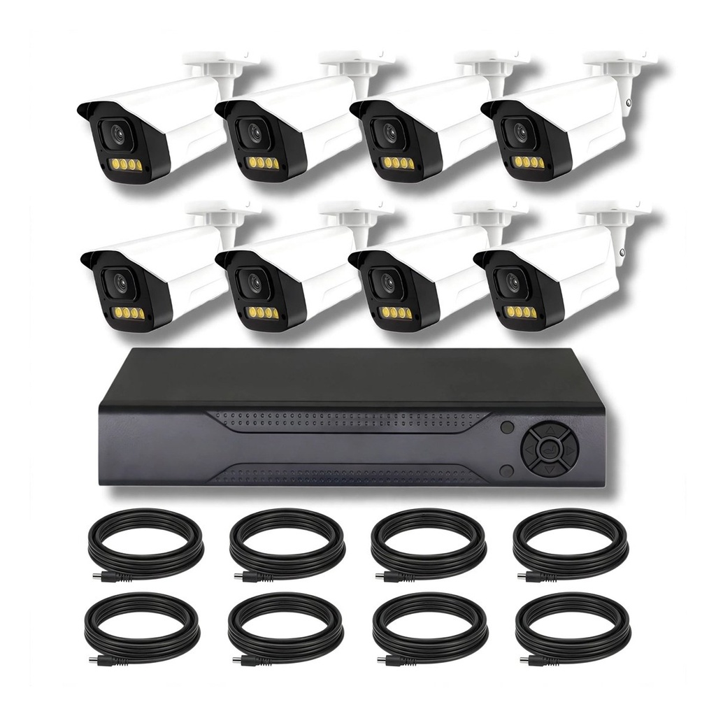 [HX-A05L8-BT2] Behmont - IMP - Hogar - Kit de Camaras x8 - Sin memoria - C/DVR, cable 15 m - Resolucion 5 MP con voz y nocturno a color