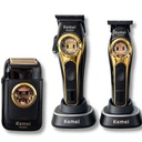 Behmont - IMP - Kemei - Kit clipper + trimmer + shaver inalambrico - Cepillo de limpieza, base de carga y maletin de almacenamiento