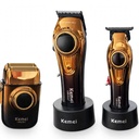 Behmont - IMP - Kemei - Kit clipper + trimmer + shaver inalambrico - Regulador RPM - Lubricante, cepillo de limpieza y base de carga