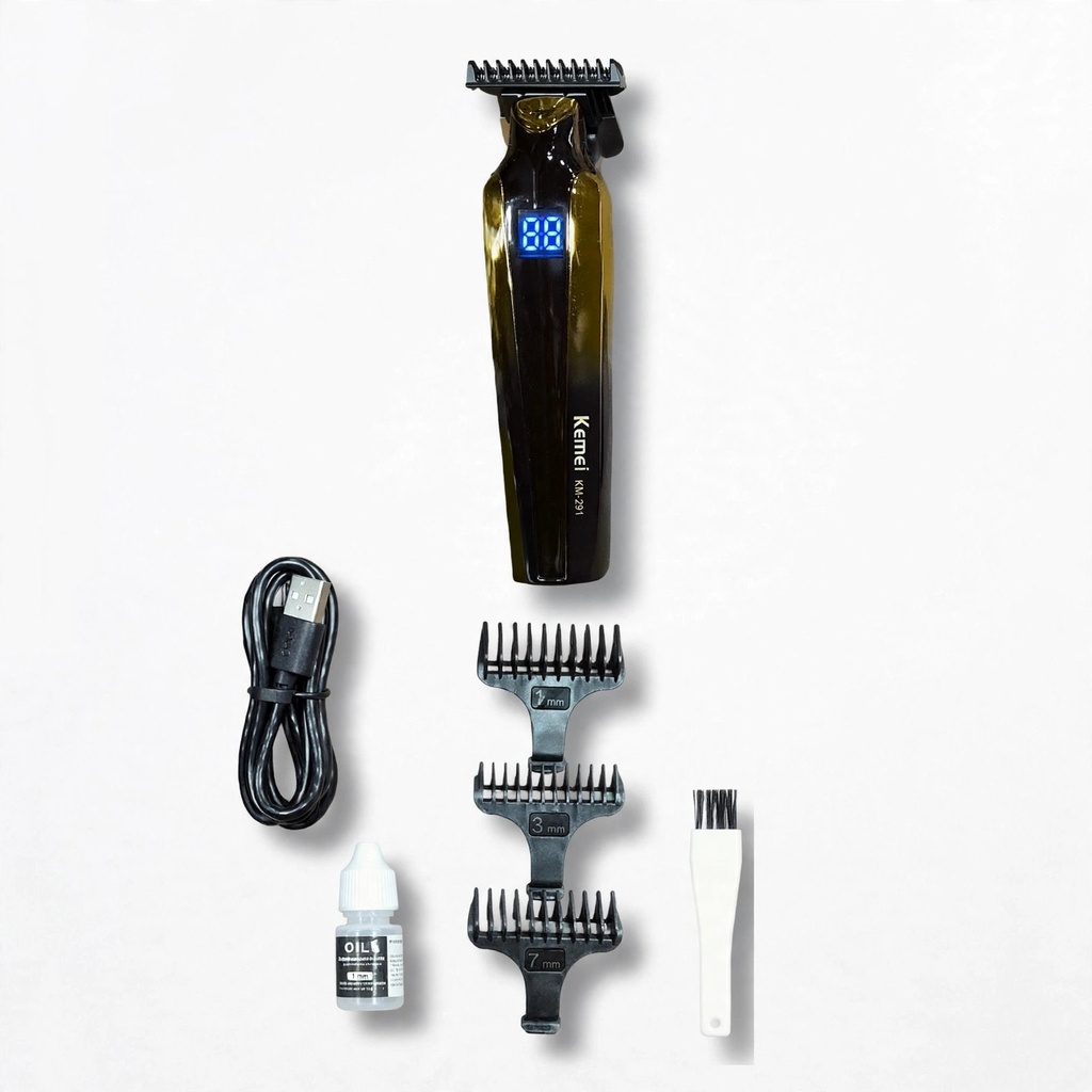 [LFJ-KM-291] Behmont - IMP - Kemei - Trimmer inalambrico - 4 posiciones - 1 a 7 mm - Lubricante, cepillo de limpieza