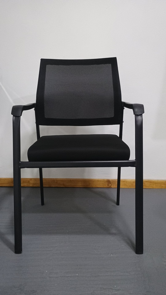 [1007] Behmont - IMP - Oficina - Silla fija apilable Narke - Tela mesh - Negro
