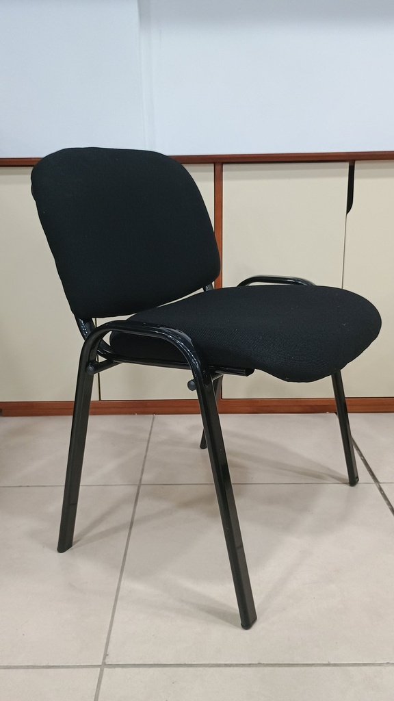 [HB-1] Behmont - IMP - Oficina - Silla fija apilable Oland - Tapizada - Negro