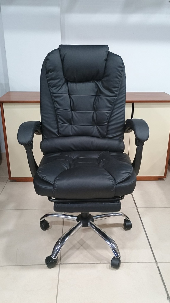 [A-08-N] Behmont - IMP - Oficina - Sillon de oficina Mitte - Cuero - Altura regulable - Reclinable - C/apoya pies y masajeador - Negro