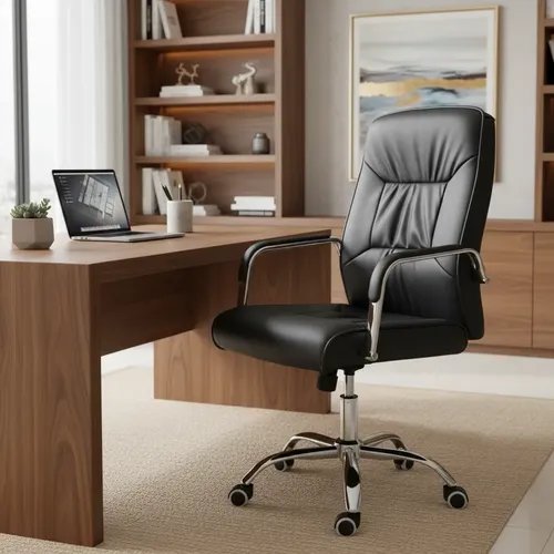 [YM-7/A-05] Behmont - IMP - Oficina - Sillon de oficina Spandau - Cuero - Altura regulable - Negro