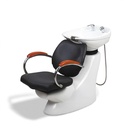 Behmont - IMP - Peluqueria - Lavacabeza de ceramica - C/griferia y ducha - Base fibra de vidrio - Apoyabrazos madera - Blanco