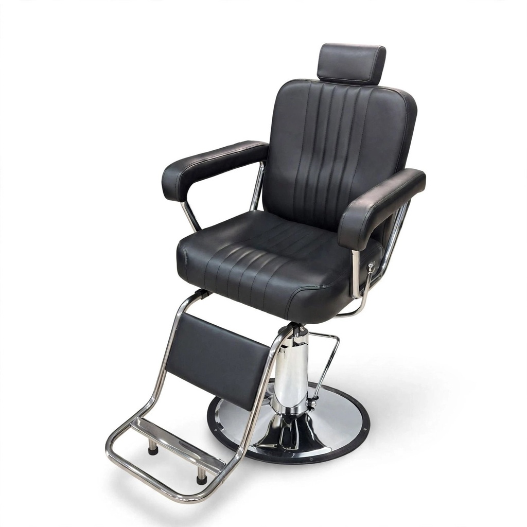 [BX-3077] Behmont - IMP - Peluqueria - Sillon barbero hidraulico reclinable Omega - C/apoyacabeza y reposapies - Negro