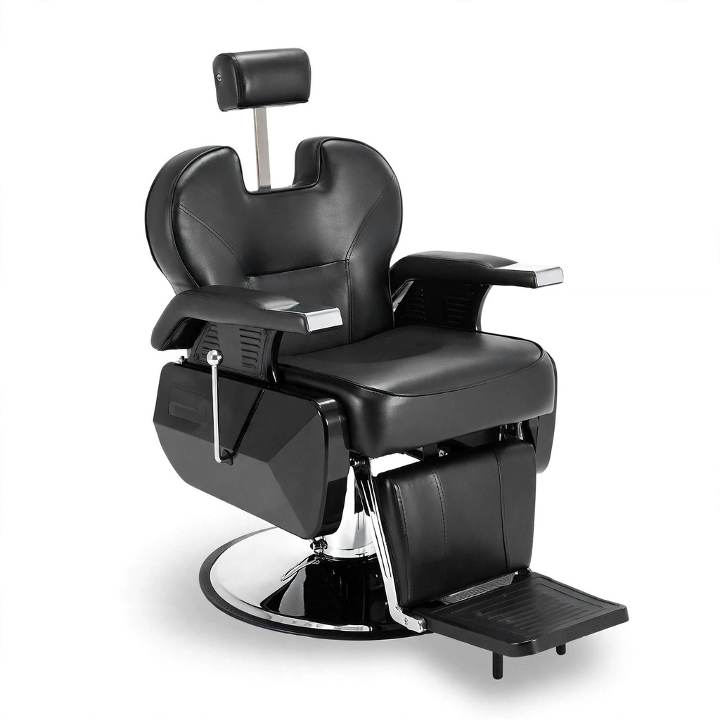 [BX-2687B] Behmont - IMP - Peluqueria - Sillon barbero hidraulico reclinable Volta - C/apoyacabeza y reposapies - Negro