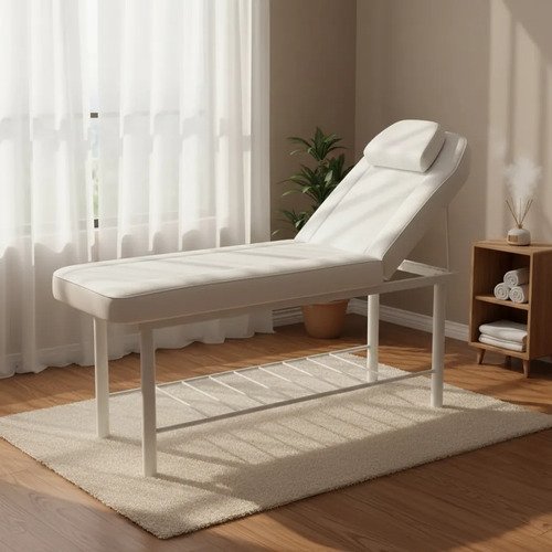[3015WHITE] Behmotn - IMP - Estetica - Camilla fija 2 cuerpos 182 x 61 x 60 - Blanco