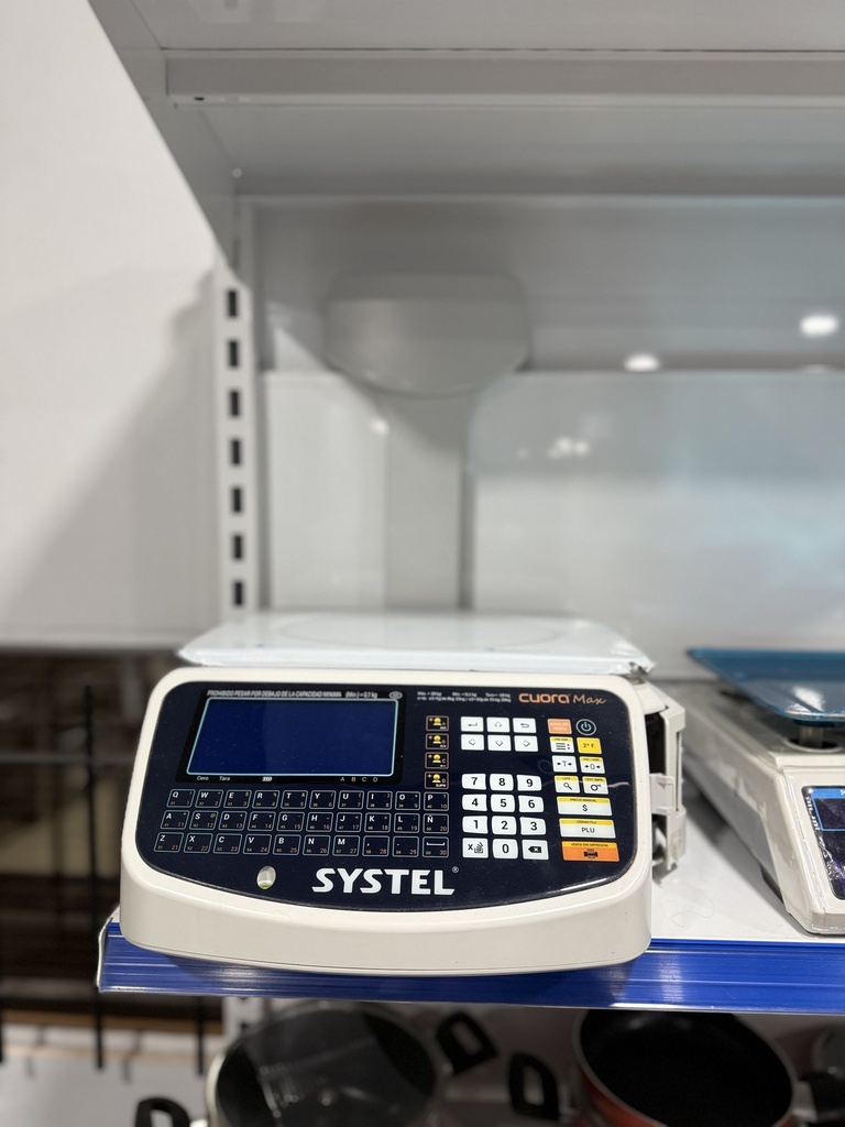 [38230AR] Systel - Balanza con mastil 30 kg Cuora Max - Imprime ticket y etiqueta - C/bateria - USB