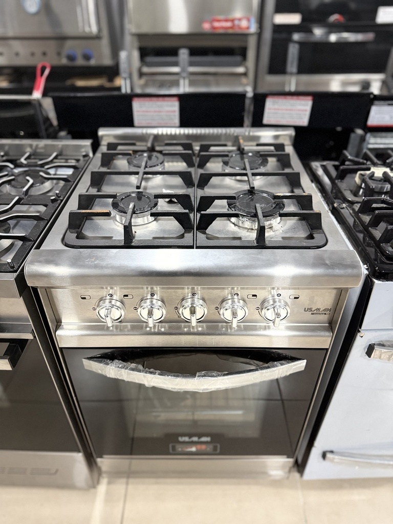 [2220] Usman - Cocina 4 H. - Puerta de vidrio - Rejas de fundicion - Piso tejuelas refractarias - 55 cm