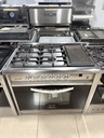 Usman - Cocina multifuncion 4 H. - Con plancha - Puerta de vidrio - Rejas de fundicion - Piso tejuelas refractarias - 90 cm